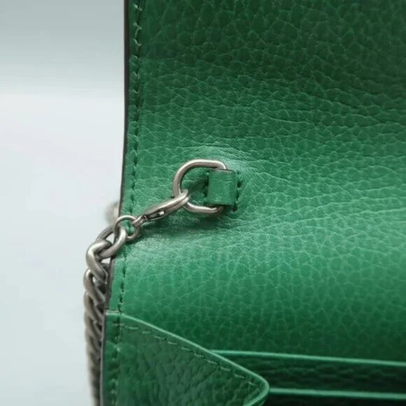 100% Authentic GUCCI Dionysus Chain Wallet Green Leather Shoulder Bag - Picture 8 of 12